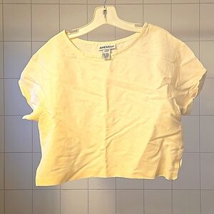 Short sleeve linen blend crop top